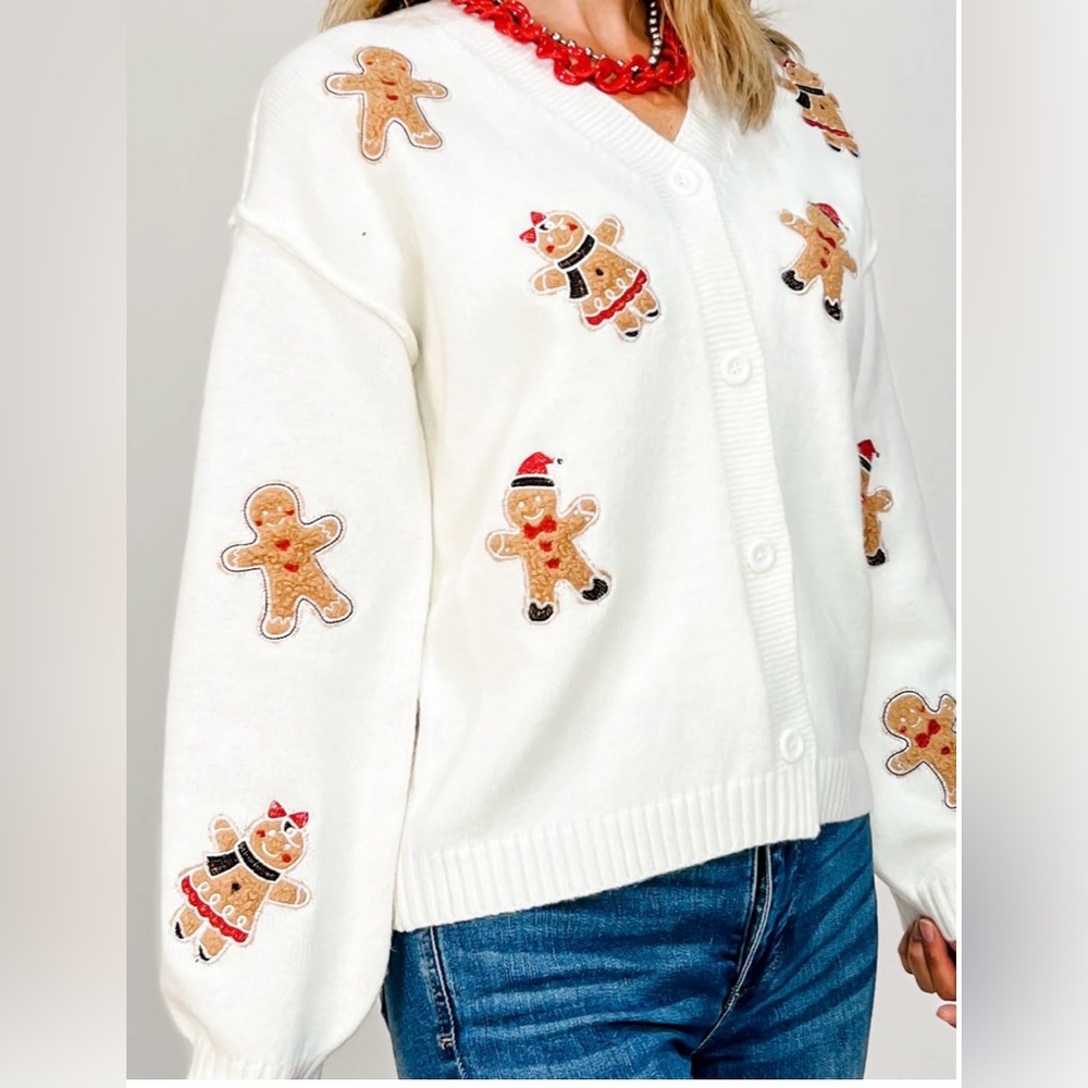 NWOT Gingerbread Patch Button Down Cardigan - small